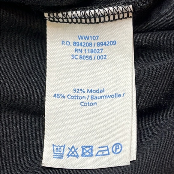 Boden black 3/4 sleeve fixed wrap jersey stretch dress, size 16 long - Picture 10 of 12